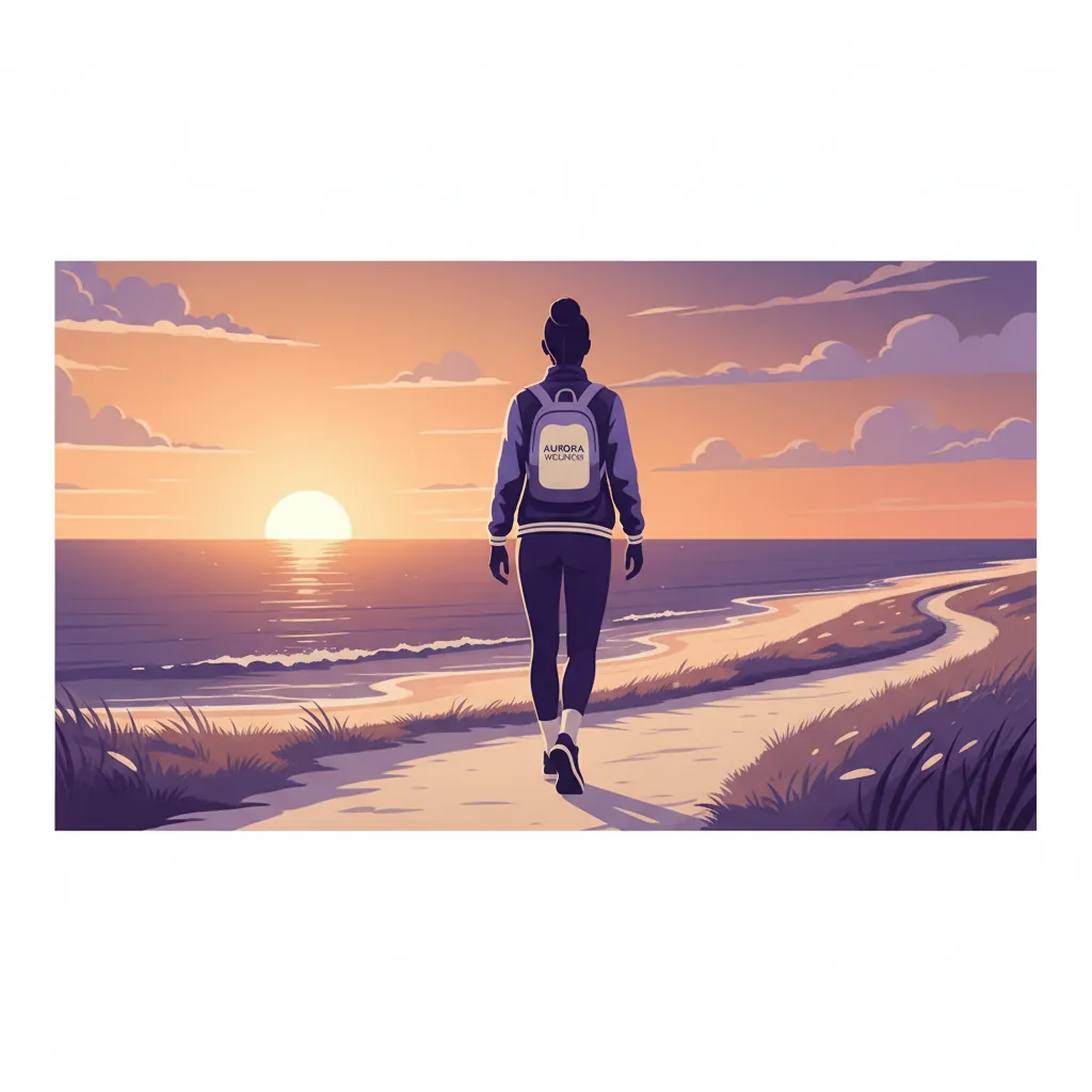 Active lifestyle silhouette at golden hour - food supplement for active daily routine